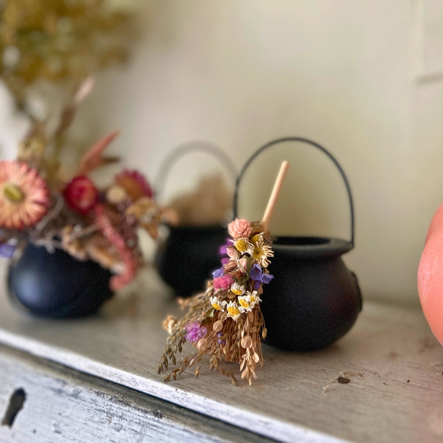Mini Dried Flower Witch's Broom